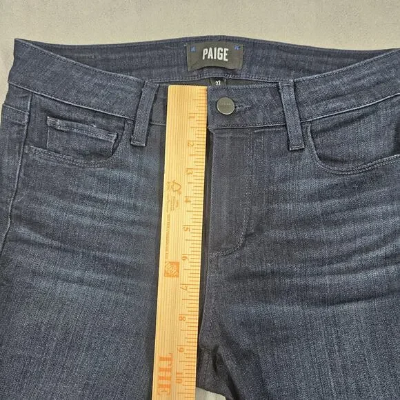 Paige Jeans Womens 27 Manhattan Bootcut Dark Wash Stretch Kolbie Whiskering - Picture 11 of 14
